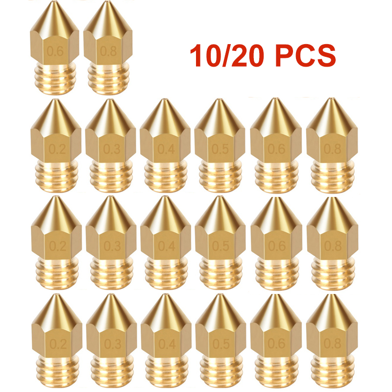 3D Printer Nozzle Brass - 10/20 Pcs MK8 Brass Nozzle 0.2MM