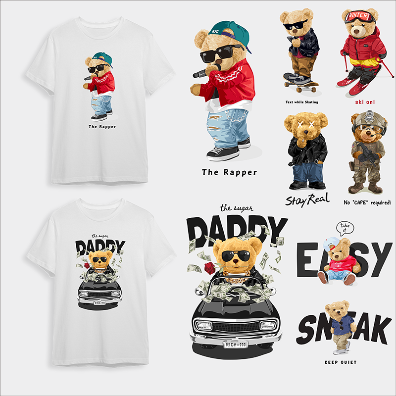 3D Printing On Fabric - Cartoon Bear Trend Iron Sticker Patch