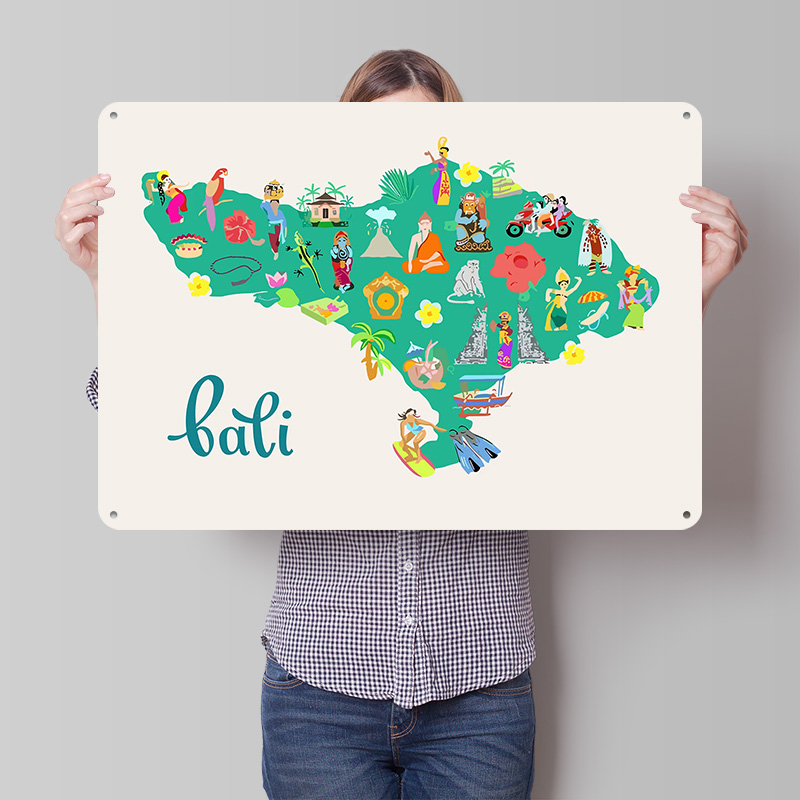 Bali Map Illustration Poster R - 3D Printing Bali recensie en prijs