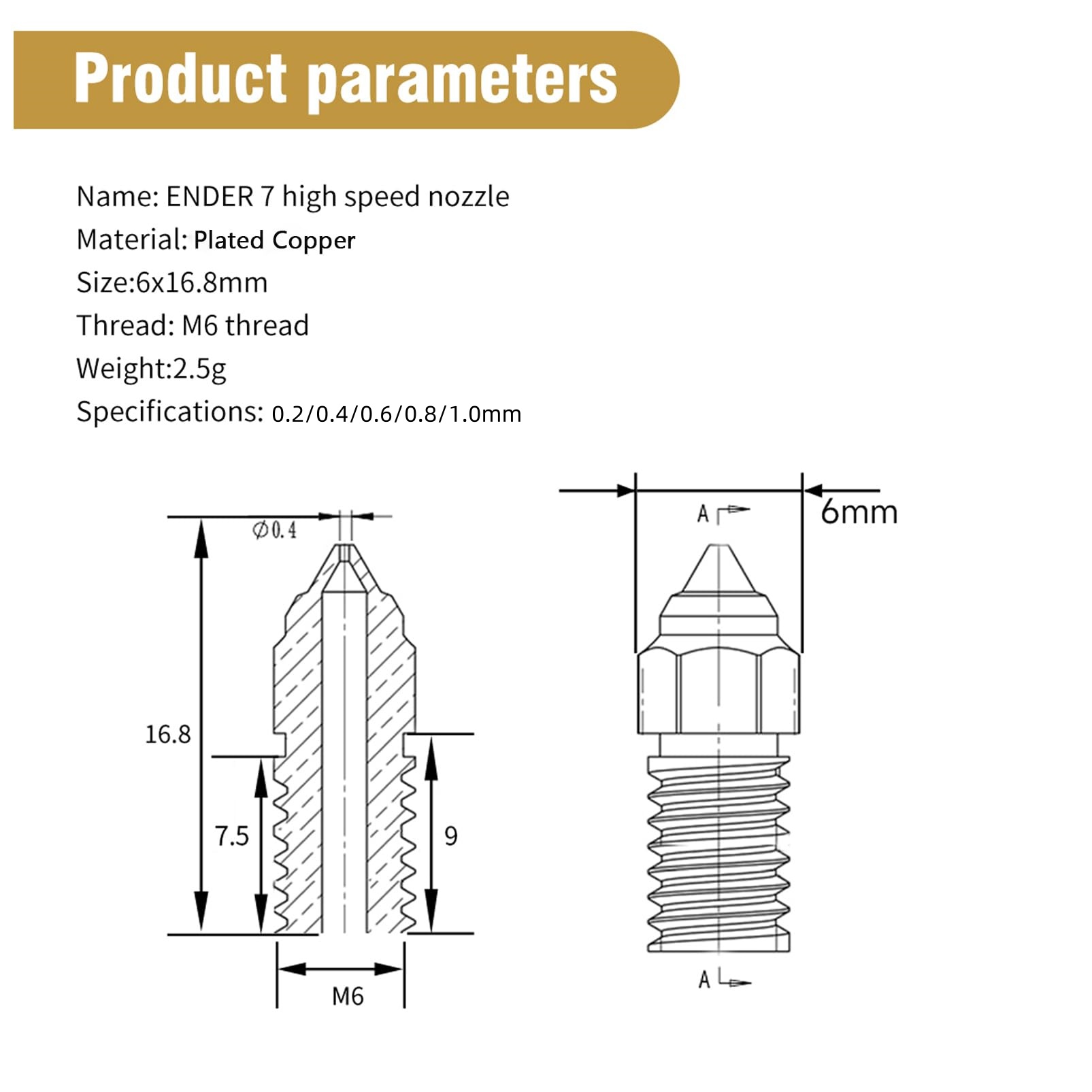 Creality Ender 3 V3 SE, Ender  - 3D Printer Nozzle Brass recensie en prijs