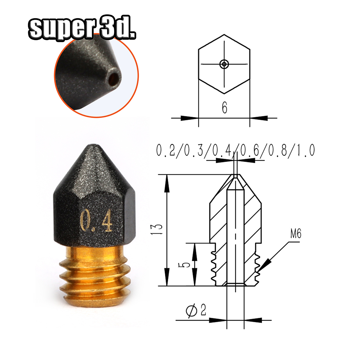 3D Printer MK8 Brass PTFE Nozz - 3D Printer Nozzle Brass recensie en prijs