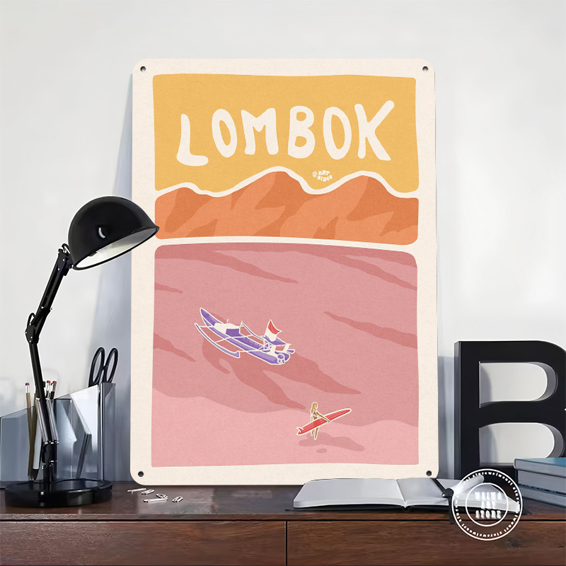 Bali Lombok Surf Poster Retro  - 3D Printing Bali recensie en prijs